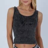 Medvilniniai "acid wash" marškinėliai be rankovių