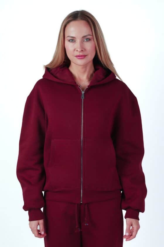 Women soft fleece tracksuit bordo colour - Image 7