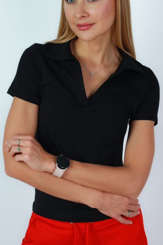 Woman V-neck soft cotton T-shirt - Image 3