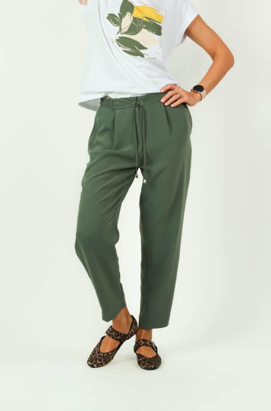 Woman cropped pants olive colour - Image 4