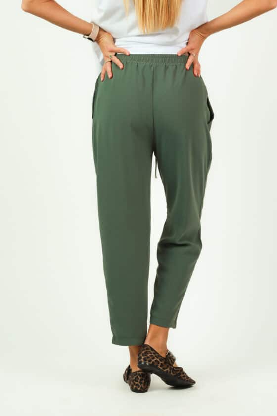 Woman cropped pants olive colour - Image 2