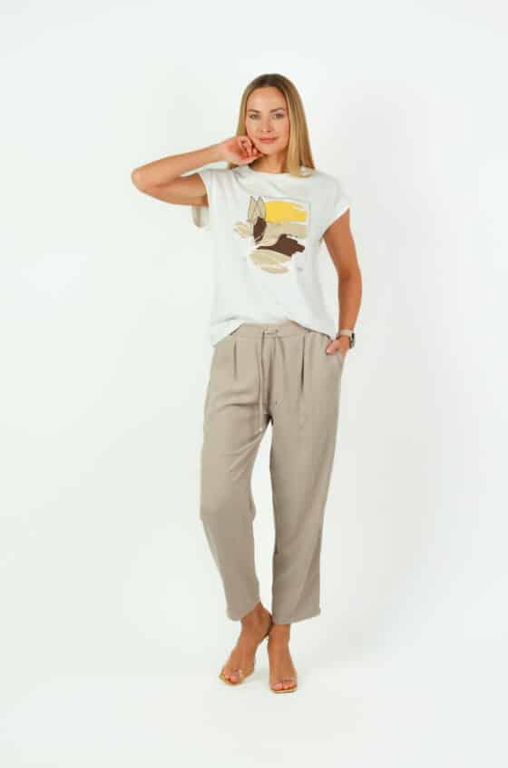 Woman cropped pants beige colour - Image 4