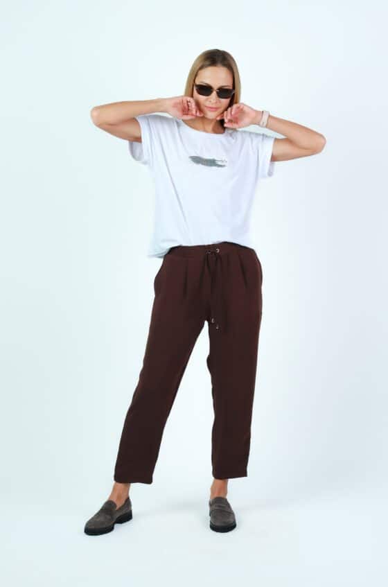 Woman cropped pants chocolate colour - Image 5