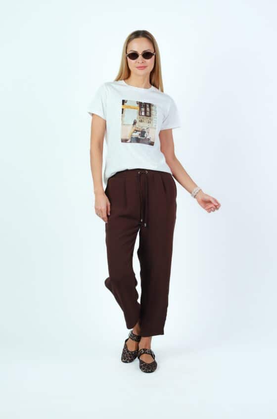 Woman cropped pants chocolate colour - Image 4