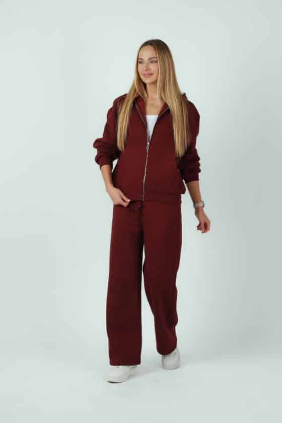 Women soft fleece tracksuit bordo colour