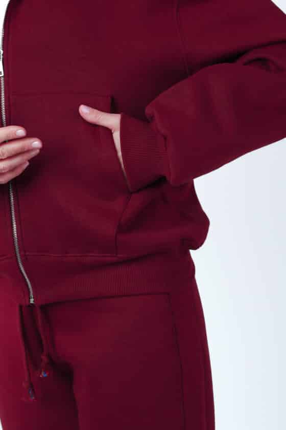 Women soft fleece tracksuit bordo colour - Image 3