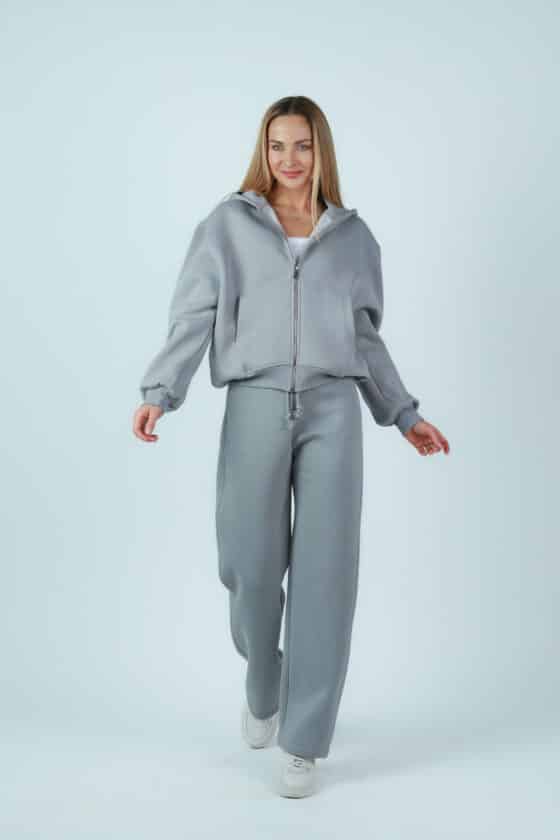 Women soft fleece tracksuit grey