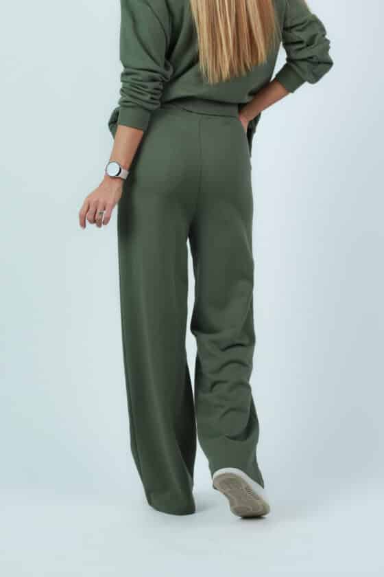 Woman soft light cotton tracksuit olive - Image 2