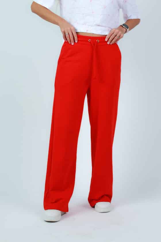 Woman soft light cotton jogger red - Image 5