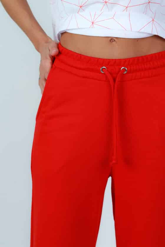 Woman soft light cotton jogger red - Image 3