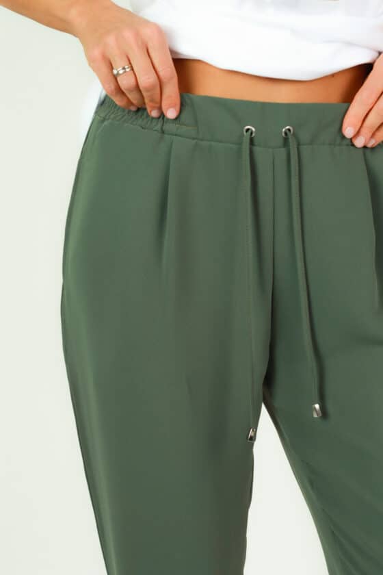 Woman cropped pants olive colour - Image 3