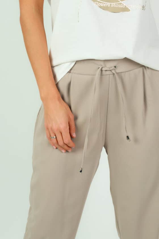 Woman cropped pants beige colour - Image 3