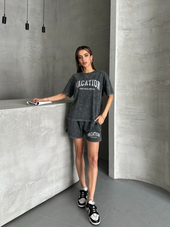 Acid washed short and T-shirt set "Vacation" - Image 3
