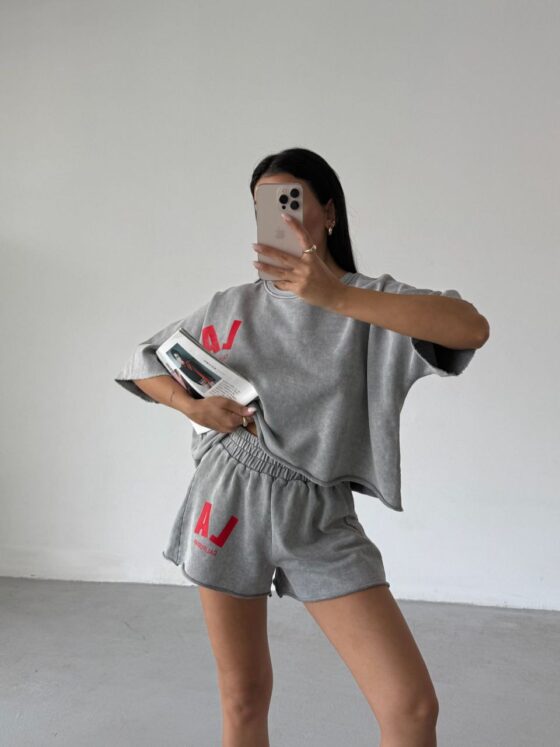 Acid washed short and T-shirt set „LA California“ - Image 3
