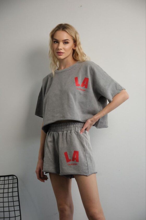 Acid washed short and T-shirt set „LA California“ - Image 4