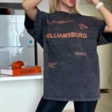 Medvilniniai oversize blukinti marškinėliai „WILLIAMSBURG“ - 1-SIZE