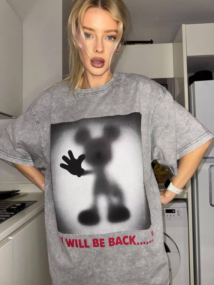 Acid washed oversize T-shirt „I’LL BE BACK“