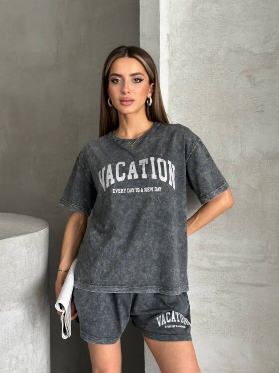 Acid washed short and T-shirt set "Vacation" - Image 4