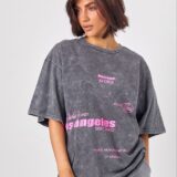 Oversized blukinti marškinėliai „Los Angeles“ - 1-SIZE