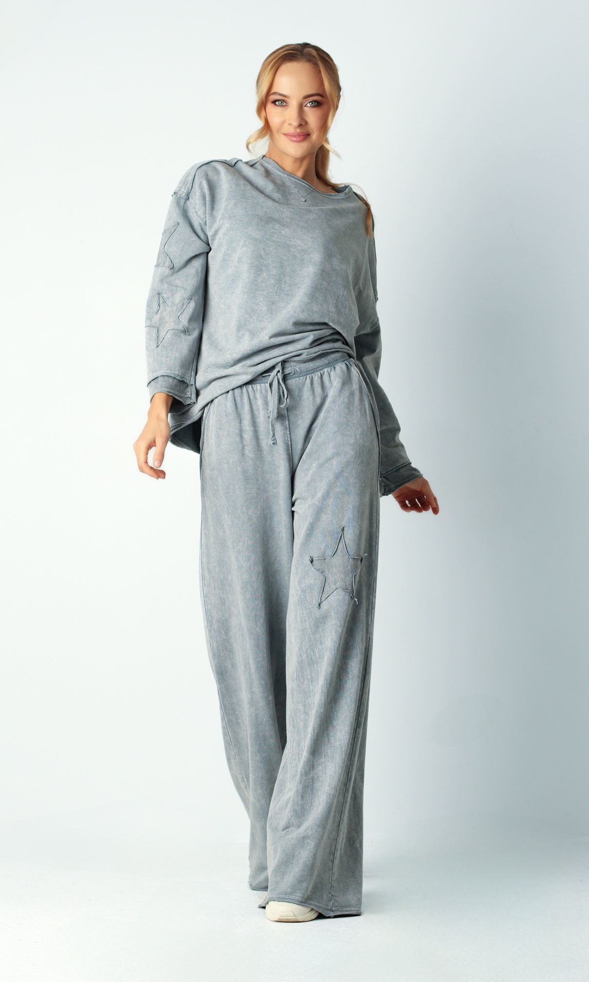 Blukintos medvilnės pilkas kostiumėlis "Star"