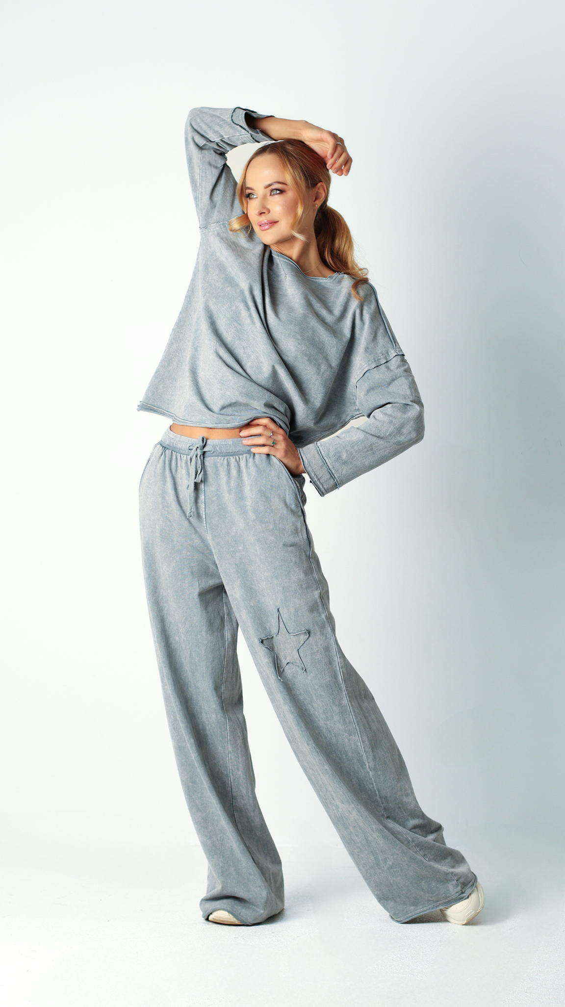 Blukintos medvilnės pilkas kostiumėlis "Star" - Image 7
