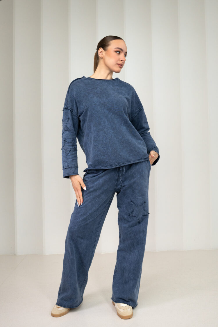 Blukintos medvilnės mėlynas kostiumėlis "Star"