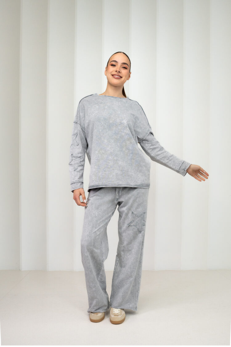 Blukintos medvilnės pilkas kostiumėlis "Star"