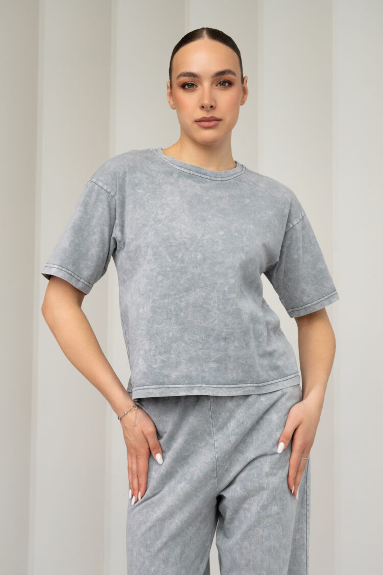 Mist blukintos medvilnės marškinėliai