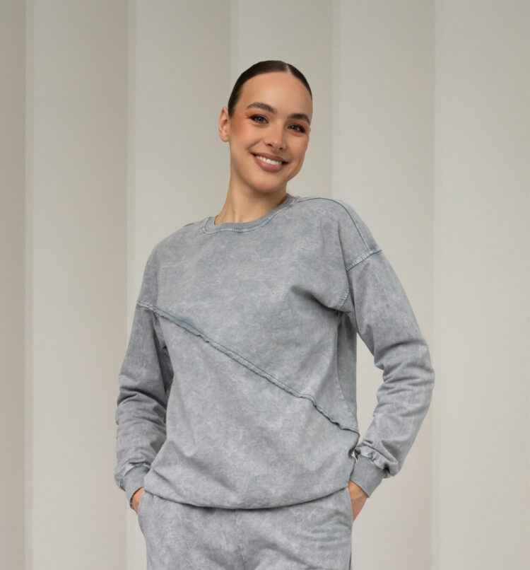 Mist blukintos medvilnės džemperis