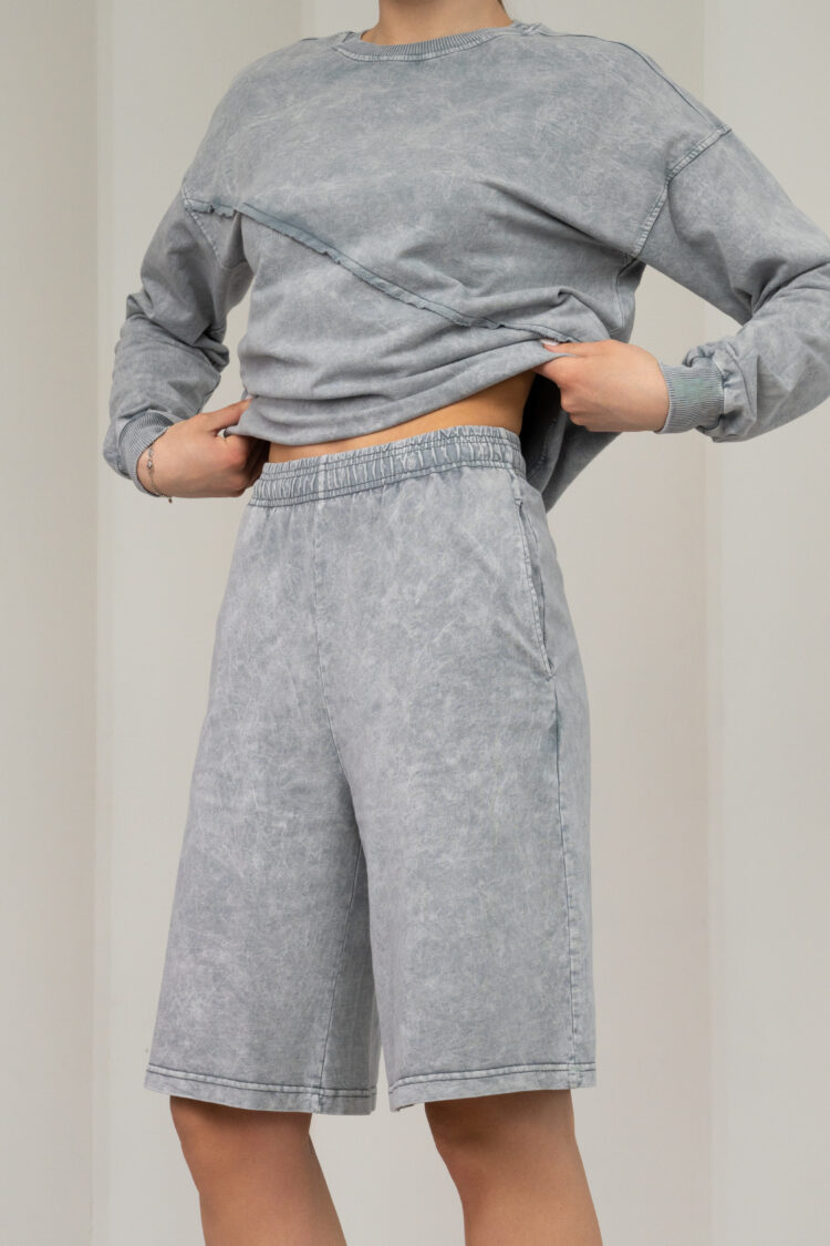 Mist blukintos medvilnės bermudų tipo šortai