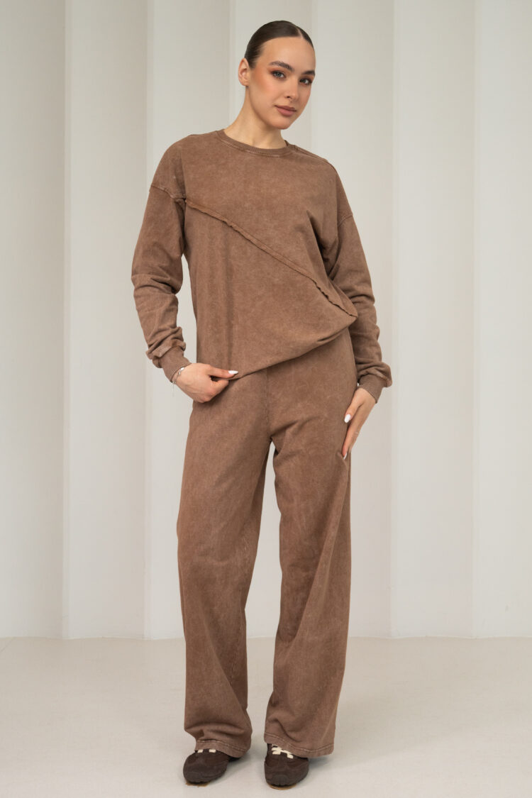 Mocha blukintos medvilnės kostiumėlis